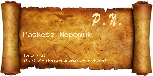 Paskesz Nepomuk névjegykártya
